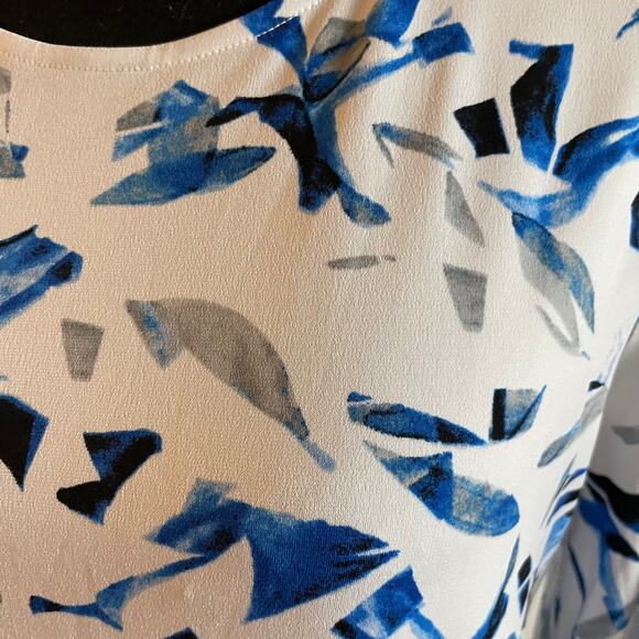 Alfani women's blouse PL Cobalt Broken Mirror Print Bell Sleeve handkerchief - Picture 7 of 16